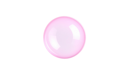 Shiny pink bubble isolated on solid white background Png format