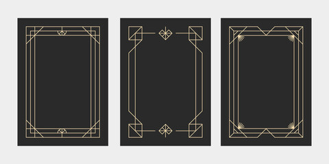 Elegant frame art deco geometric shape. Minimalist rectangle line border for invitation.