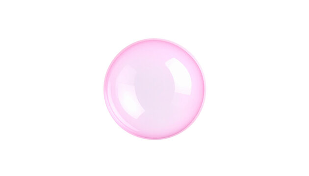Shiny pink bubble isolated on solid white background Png format