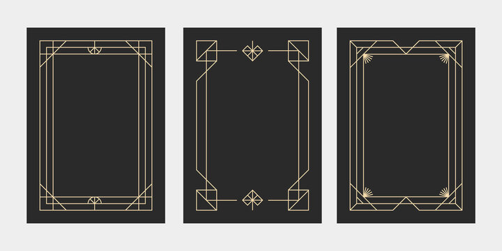 Elegant frame art deco geometric shape. Minimalist rectangle line border for invitation. - Powered by Adobe