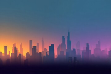 Obraz premium Stylish Cityscape Silhouette: Enhanced Minimalist Design