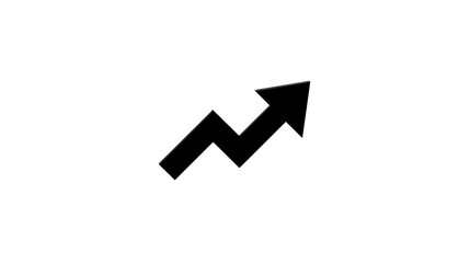 Black upward zigzag arrow indicating progress or growth on a white background, cut out transparent