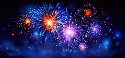 Fototapeta premium Festive Celebration of Fireworks Display at Night