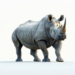 Obraz premium Rhino standing on white surface.