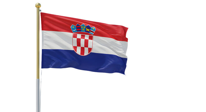 Croatia flag waving on pole isolated on white background, Croatian national symbol perfect for Independence Day and patriotic events - Powered by Adobe