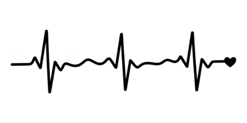 Abstract black heartbeat line isolated on transparent background