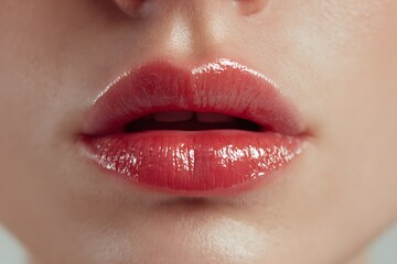 Fototapeta premium Hyper-Realistic 3D Lips on White Background - Beauty Concept