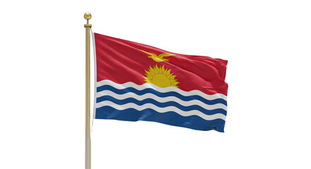 Obraz premium Kiribati national flag waving on flagpole isolated on white background, patriotic symbol for independence and national pride