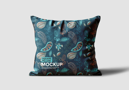 Realistic Fabric Square Pillow Mockup