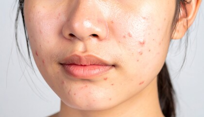 Close-up of a Young Person's Face Showing Acne and Skin Imperfections