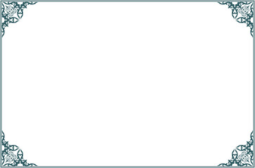 Elements of ornate vintage frames. Border blue on white Background. Design print for greeting cards, wedding invitations, restaurant menu, royal certificates. Set 782