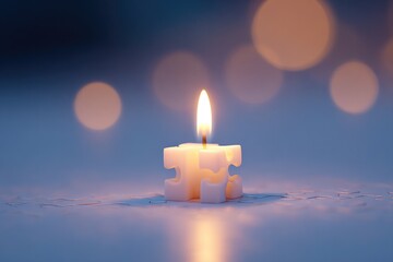 Soft glow of candle illuminates serene space, creating warm ambi