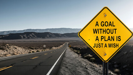 Roadside sign with inspirational quote about planning