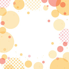Abstract background with colourful circles and dots in playful pastel tones. Modern geometric pattern for fabric, card design. Cheerful, cute, vibrant style, not ai.
