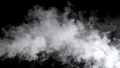 Abstract White Smoke Cloud on Black Background: Dramatic, Ethereal, and Textured Vapor Design Element for Graphic Design Projects.