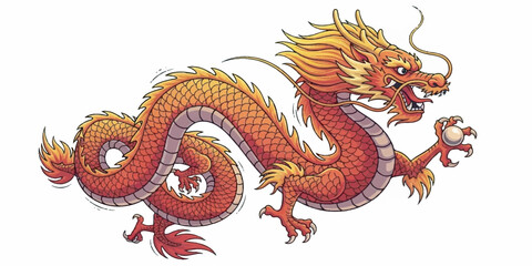 Fototapeta premium Chinese Dragon Vector Illustration with Clean Lines and Smooth Gradients