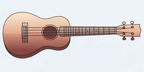Obraz premium High-quality vector illustration of a ukulele, featuring clean outlines, warm wood gradient tones, and minimalist style