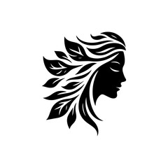 Ornate Silhouette of a Woman with Floral Headpiece.