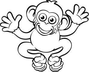 Chimp or ape monkey cartoon character animal illustration