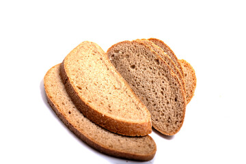 rye bread isolated on white background,
