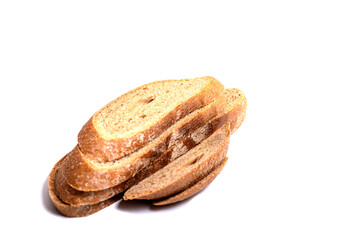 rye bread isolated on white background,