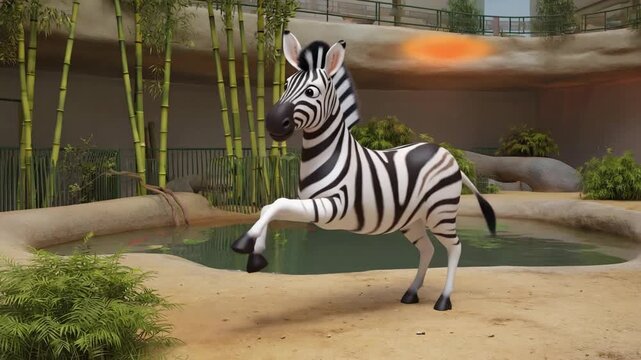 animated zebra in the zoo
