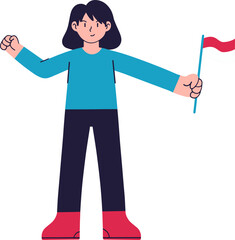 A joyful cartoon character leaping with arms raised in celebration, showing pure happiness.