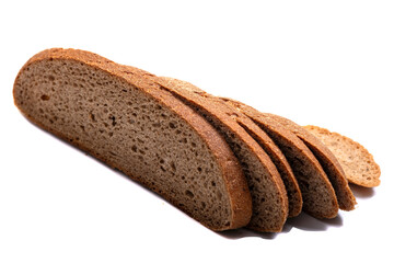 rye bread isolated on white background,