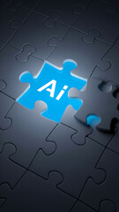 Fototapeta premium Artificial intelligence puzzle piece illuminates the future