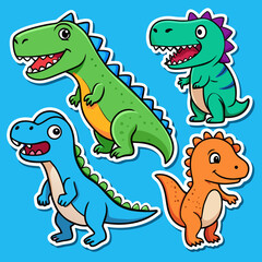 Naklejka premium Cute dinosaur stickers for kids printable editable svg file Cute Dinosaur Sticker Pack | Cartoon Dino Stickers | Kids Printable Dinosaur Clipart