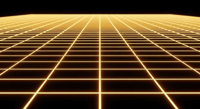 Abstract perspective grid pattern with glowing lines on a dark background.