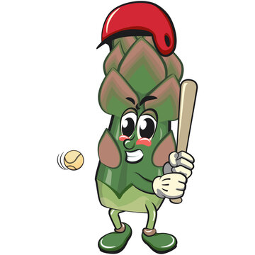 recommend clip art: cute asparagus cartoon mascot character vector illustration wear a helmet playing baseball , work of hand drawn