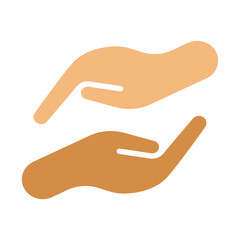 Two hands icon representing support, help, care, and cooperation. Ideal for charity, teamwork, and community design themes
