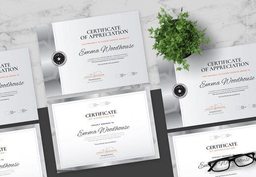 Gradient Gray And Orange Certificate