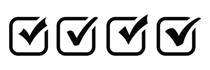 Checkmark icon editable stroke on white background