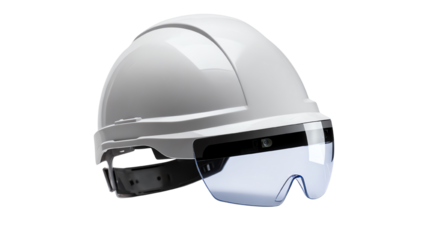 Safety helmet with visor designed for construction and industrial work, ensuring maximum protection and visibility.