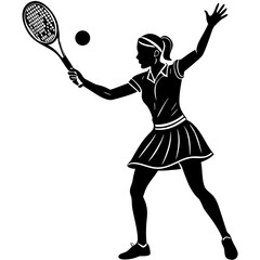 Tennis Player Serving Silhouette