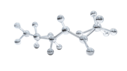 Clear molecular structure with connected spheres and rods, cut out transparent
