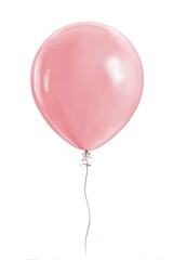 Single, light pink balloon on white background