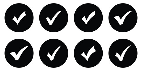 Checkmark icon editable stroke on white background