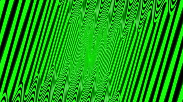 Abstract green parallel lines spiraling in a hypnotic and psychedelic motion effect background