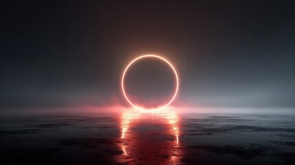 Obraz premium Soft gradient background with luminous circle symbolizing unity and collaborative support.