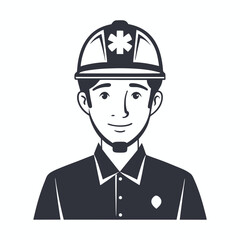 Icon of Paramedic with First Aid Kit Isolated on White Background Design