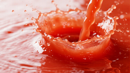 la tomatina festival Dynamic splash of vibrant red liquid creating a stunning crown effect perfect for food and beverage advertising campaigns