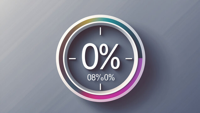 Zero percent progress indicator with colorful ring on gray background