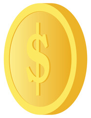 Gold Gradient Dollar Coin from Right Side