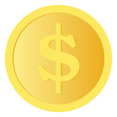 Obraz premium Gold Gradient Dollar Coin from Front Side