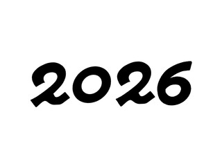 2026 New year hand drawn cute black numbers illustration 