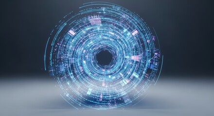 Abstract Digital Vortex: A mesmerizing swirl of data and light