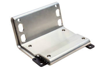 Custom-fabricated stainless steel mounting bracket hardware isolated with transparent background